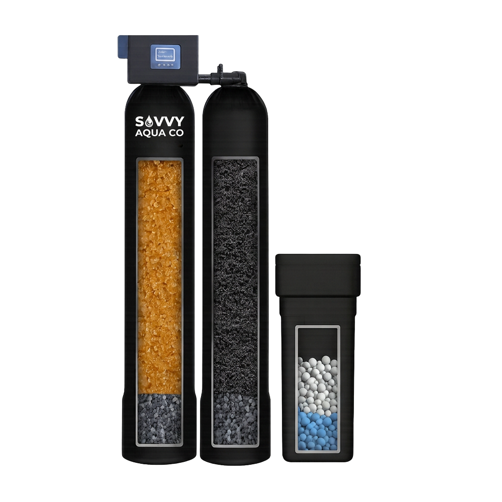 Savvy Aqua Co dual tank city water system with two tanks and brine tank