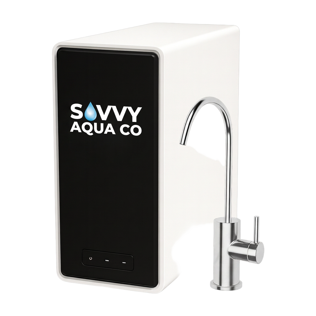Savvy Aqua Co AQ800 AlkaPro tankless reverse osmosis system with faucet